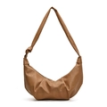 Bolso croissant marrón con textura plisada y elegante correa con nudo para mujer - Caqui oscuro
