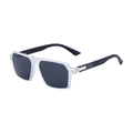 Fashionable square polarized sunglasses for men with transparent frame and metal accents - Matte Transparent Gray Frame Gray Lens