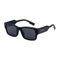 Classic black square polarized sunglasses for men with matte finish and metal temple detail - C2 Matte Black Frame Gray Lens