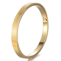 Gold titanium steel bangle with textured diagonal pattern and secure hinge clasp - Slanted Texture Style (A-2) / Gold