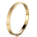 Bracciale rigido in oro acciaio inox con motivi geometrici e chiusura a scatto - Cerchi Geometrici Continui (A-6) / Oro