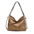 Vintage bruine leren hobo tas met matte afwerking en grote capaciteit voor dames - Bruin