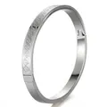 Brushed silver stainless steel hinge bangle with a continuous S-shaped chain pattern - Steel Color (44Yi-A-9)