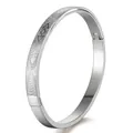 Minimalist silver stainless steel bracelet featuring creative heartbeat pattern and clasp - Geometric Wave & Triangle - Steel Color (44乙-B-1)