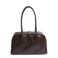 Retro dunkelbraune große Shopper-Tasche mit Lederstruktur und langen Henkeln für Damen - Braun