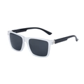 Polarized square sunglasses with matte transparent frame and black temples for men - C3 Transparent Frame Gray Lens