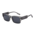 Square polarized sunglasses in translucent grey frame with dark lenses and textured arms - Transparent Grey Frame Grey Lens