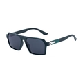Men's square polarized sunglasses with matte dark green frame and silver metal accents - Matte Green Frame Gray Lens