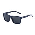 Polarized square sunglasses for men featuring a matte navy blue frame and dark grey lenses - C5 Matte Blue Frame Gray Lens