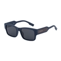 Navy blue square frame polarized sunglasses with matte finish and textured temple design - C5 Matte Blue Frame Gray Lens