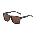 Polarized square sunglasses featuring a matte black frame and dark brown lenses for men - C7 Tea Frame Tea Lens