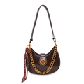 Sac hobo marron foncé avec chaîne dorée et breloque en forme de cœur marron - Café (avec Pendentif)