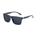 Men's retro square polarized sunglasses in matte dark grey with silver hinge details - C4 Matte Purple Frame Gray Lens
