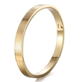 Bracciale minimalista in acciaio al titanio dorato con incisione cuore e chiusura a cerniera - Texture a onda / Oro (44Yi-C-2)