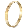 Bracciale rigido in acciaio dorato con motivi geometrici e quadrifogli - Oro (44B-B-6 Bracciale Color Oro)