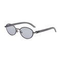 Fashionable oval full-frame sunglasses with grey translucent temples and metal bridge - C2 Gunmetal Frame Light Gray
