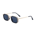Lunettes de soleil rétro avec monture dorée à texture pièce de monnaie et verres noirs - Monture Or Mat/Verres Gris (C4)