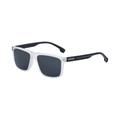 Square polarized sunglasses with frosted white frames and black temples for outdoor use - Matte Transparent Frame Gray Lens