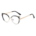 Montatura occhiali gatto chic in metallo nero e oro da donna, design alla moda - Nero Oro (C1)