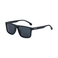 Polarized square sunglasses for men featuring matte black frames and smoke grey lenses - Sand Black Frame Grey Lens