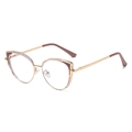 Occhiali anti luce blu cat eye con montatura in metallo dorato e terminali marroni - Pasta di Fagioli Dolci Oro (C3)