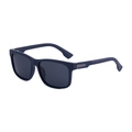 Gafas de sol polarizadas cuadradas azul oscuro mate con detalles de textura en las patillas - Montura Azul Mate Lentes Grises (C3)