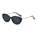 Cat-Eye Polarisierte Sonnenbrille mit schwarzem Rahmen und goldenen Metallbügeln - Glänzendes Schwarz (C1)