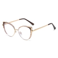 Eleganti occhiali cat-eye con montatura in metallo dorato e dettagli a orecchie di gatto - Marrone Oro (C4)