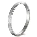 Silver stainless steel hinge bracelet with geometric octagonal pattern for couples - Octagonal Geometric Industrial Style (44B-C-7)