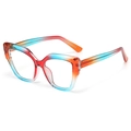 Occhiali cat-eye alla moda con montatura trasparente sfumata nei toni del blu e del rosso - Sfumatura Blu Arancione (C3)