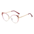 Cat eye glasses frame in gold metal with pink and wine red wing accents - Pink Red Gold (C5)