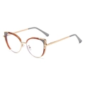 Fashionable cat-eye glasses frame featuring amber tortoiseshell and rose gold metal - Orange Grey Gold (C6)