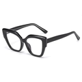Montatura per occhiali cat-eye nera alla moda con design geometrico oversize - Nero Lucido (C4)