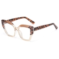 Cat eye glasses frames in tortoiseshell and clear two-tone finish for women - Tofu Pudding Khaki Leopard (C5)