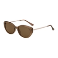 Cat-Eye Polarisierte Sonnenbrille für Damen mit braunem Rahmen und goldenen Edelstahlbügeln - Tee (C4)
