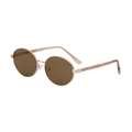 Champagne gold oval polarized sunglasses with brown lenses and transparent temple detail - Tea (C4)