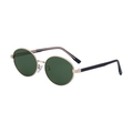 Lunettes de soleil polarisées ovales vert foncé avec monture dorée et branches noires - Verres Verts (C5)