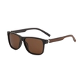 Men's square polarized sunglasses in matte black frame with brown checkered temples - C6 Tea Frame Tea Lens