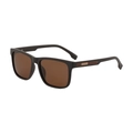 Polarized square sunglasses in matte black frame with vintage brown lenses for men - Matte Tea Frame Tea Lens