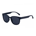 Matte black square frame polarized sunglasses with round metal logo on temple - Matte Black Frame Gray Lens (C3)
