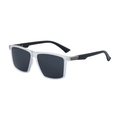Polarized square frame fishing sunglasses with matte frosted front and metal hinges - Matte Transparent Gray Frame Gray Lens (C2)
