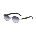 Oval fashion sunglasses with gold metal frame, purple gradient lenses and black temples - C6 Gold Frame Blue Gray