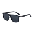 Polarized square sunglasses in matte black with sleek silver metallic temple details - Matte Black Frame Gray Lens (C1)