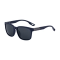 Deep blue square frame men's sunglasses with dark grey polarized lenses and metal hinge detail - Matte Blue Frame Gray Lens