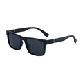 Men's square polarized sunglasses with matte black frame and textured non-slip temples - C1 Matte Black Frame Grey Lens