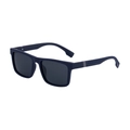 Square polarized sunglasses for men with navy blue matte frame and textured temples - Matte Blue Frame Gray Lens