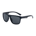 Classic square black polarized sunglasses for men featuring metal temple accents - Black Frame Grey Lens
