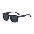 Polarized black square sunglasses with matte finish and metal temple accents - C1 Matte Black Frame Grey Lens