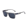 Men's square polarized sunglasses with translucent grey frame and blue honeycomb temples - C2 Transparent Gray Frame Gray Lens
