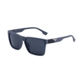 Matte dark grey square sunglasses with grid texture and metallic triangle detail - C3 Matte Gray Frame Gray Lens